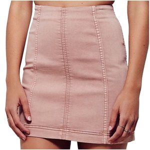 Free People Mini Modern Femme Stretch Zip Up Skirt Blush Pink Size 8